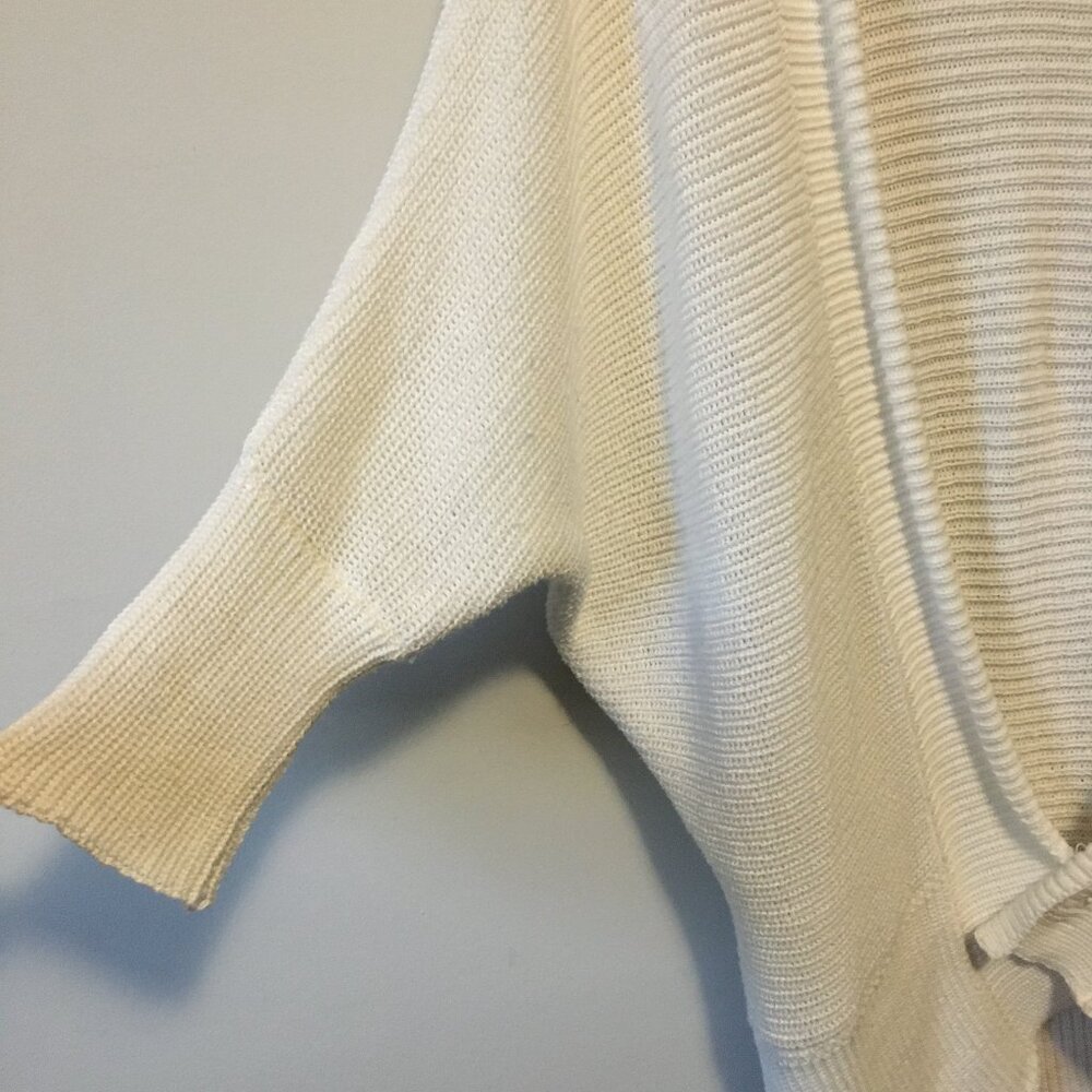 Point Zero White Knit Bat Sleeve Open Front Cardigan Medium Bohemian - Picture 5 of 16